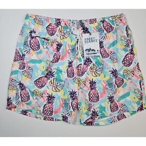 Free Planet Men's Tropical Print Swim Trunks / Board Shorts Size XL